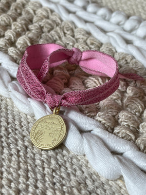 Médaille + ruban pailleté ROSE