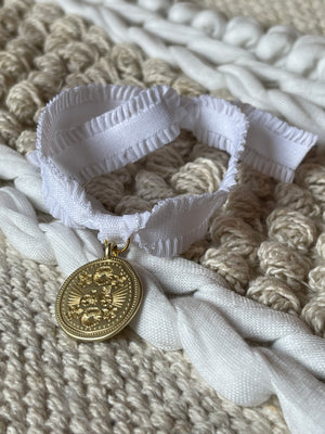 Médaille + ruban uni BLANC