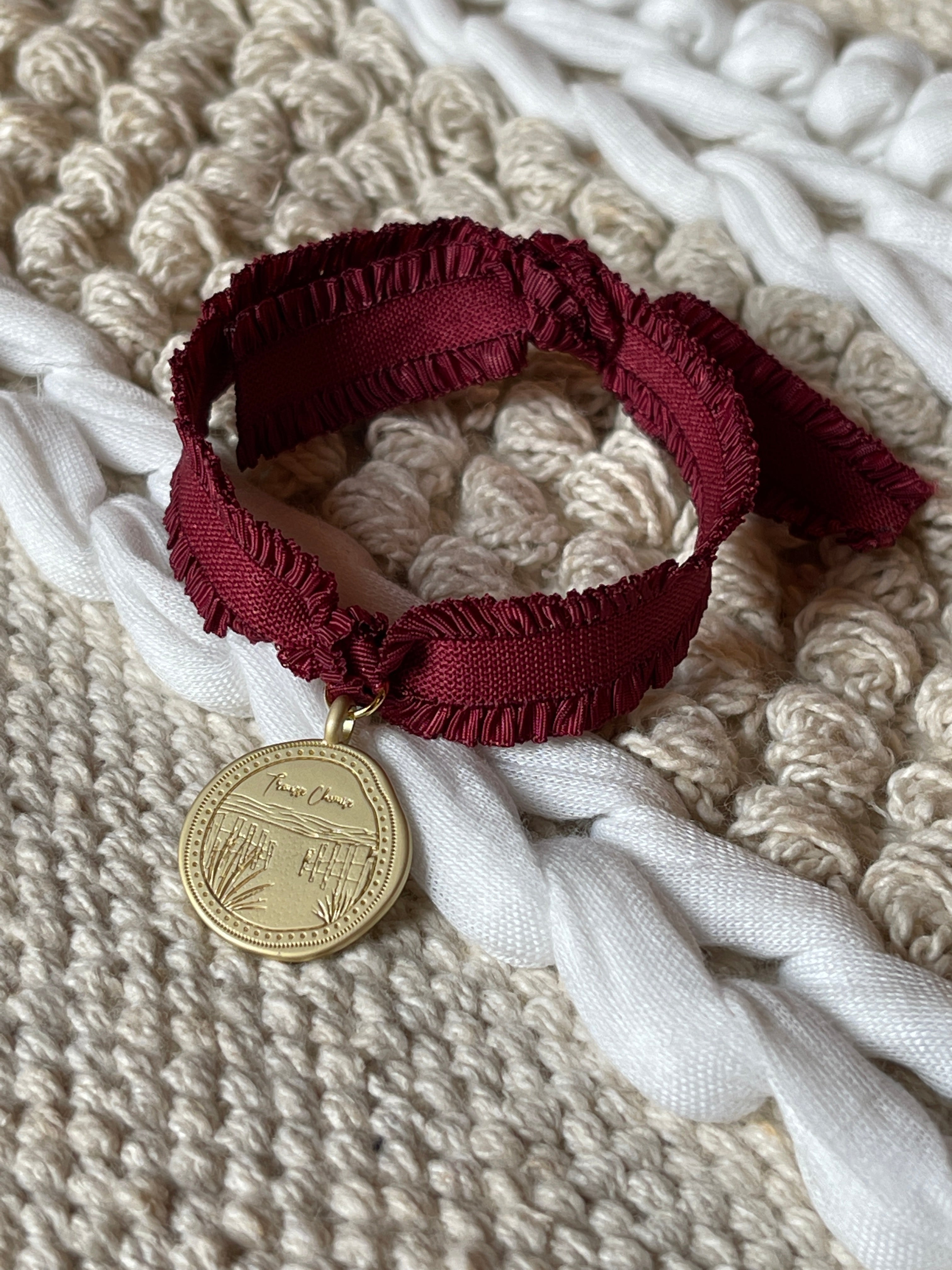 Médaille + ruban uni BORDEAUX